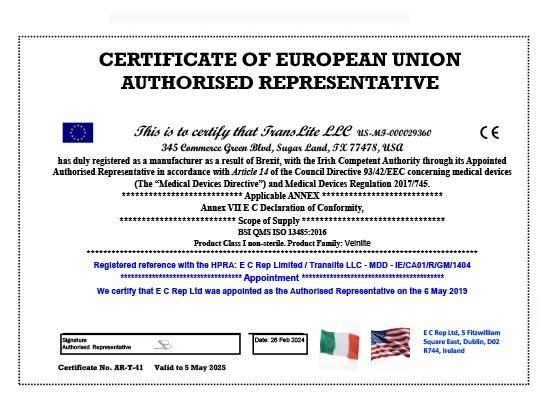 EU Authorized Representative CE Certicifate